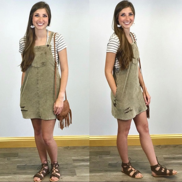 Corduroy Overall Dress - Picture 1 of 3